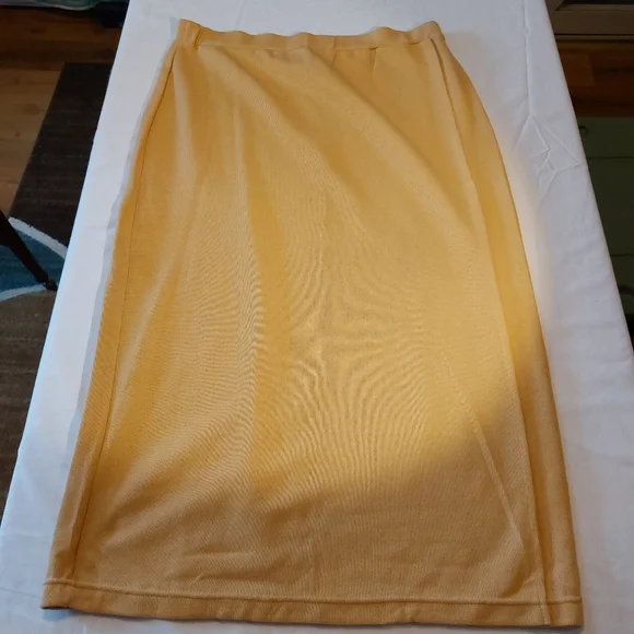 Vintage 90s Y2K Express Tricot Faded Gold Wrap Textured Ribbed Midi Skirt XL NWT